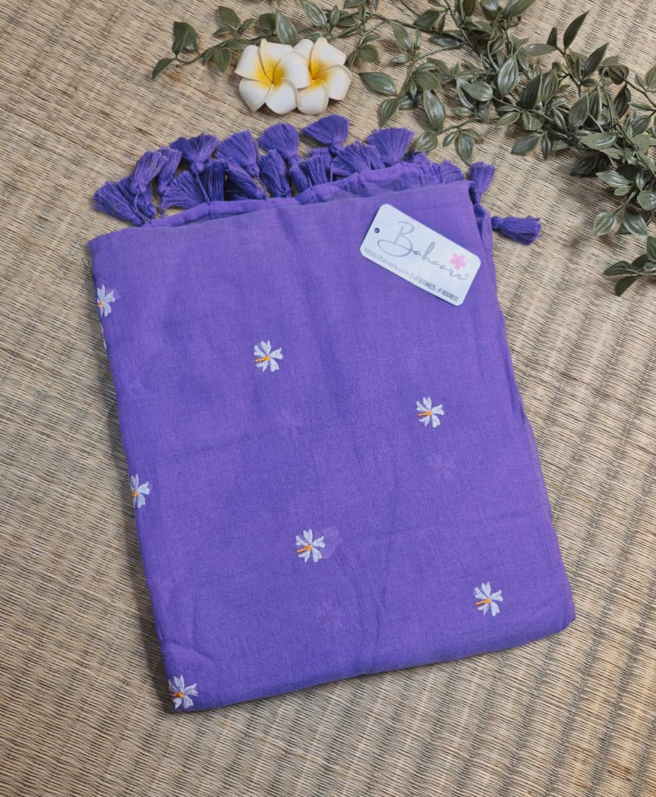 Parijat | Lavender Mul Mul Cotton Saree