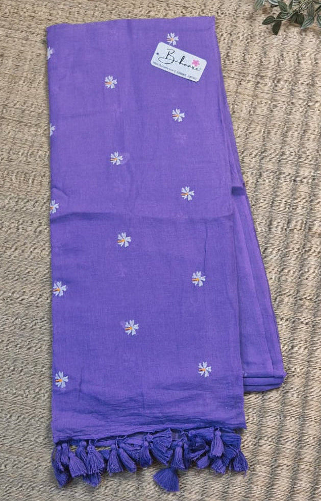 Parijat | Lavender Mul Mul Cotton Saree