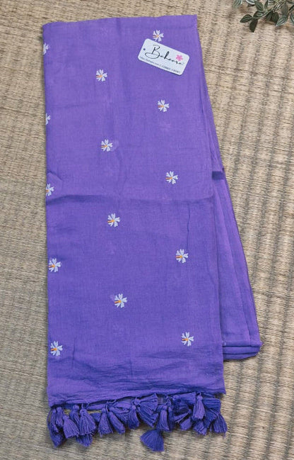 Parijat | Lavender Mul Mul Cotton Saree