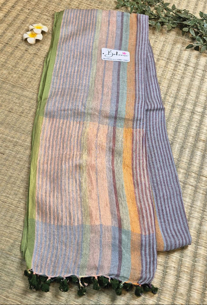 Woodland Whispers | Pastel Multicoloured Check Jayshree Linen Saree