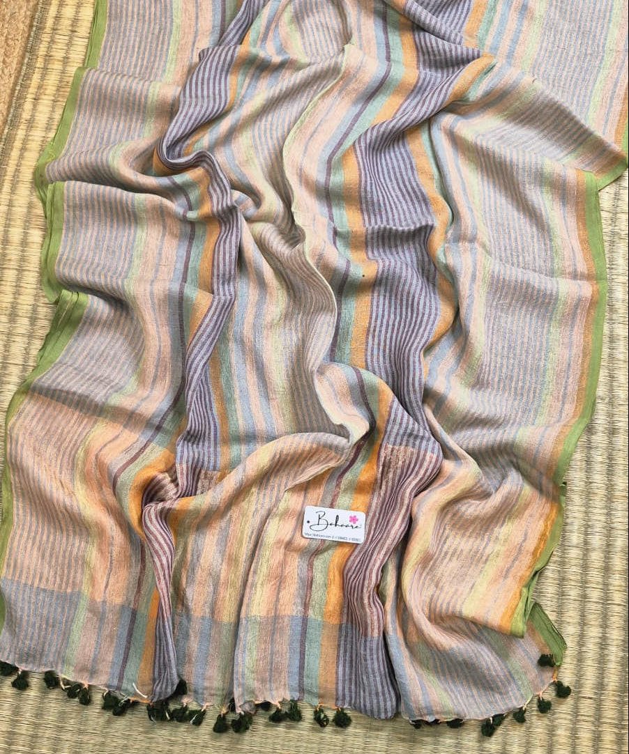 Woodland Whispers | Pastel Multicoloured Check Jayshree Linen Saree