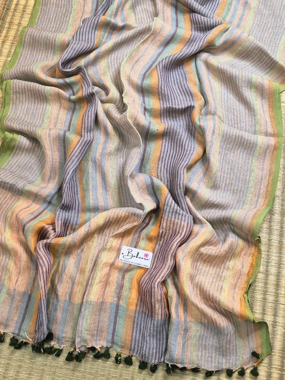 Woodland Whispers | Pastel Multicoloured Check Jayshree Linen Saree