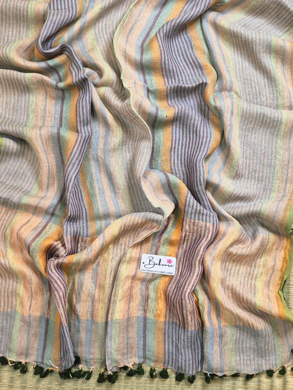 Woodland Whispers | Pastel Multicoloured Check Jayshree Linen Saree