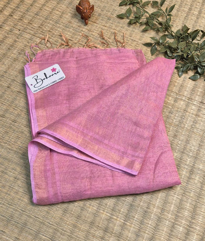 Springtime Serenity | Pink Aura Tissue Linen Saree