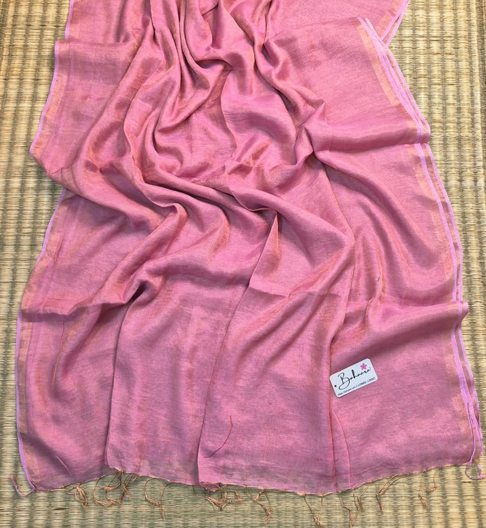 Springtime Serenity | Pink Aura Tissue Linen Saree