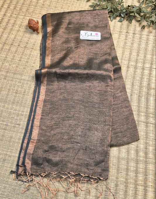 Springtime Serenity | Bottle Green Copper Glow Tissue Linen Saree