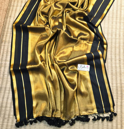 Megha | Golden Black Tissue Saree