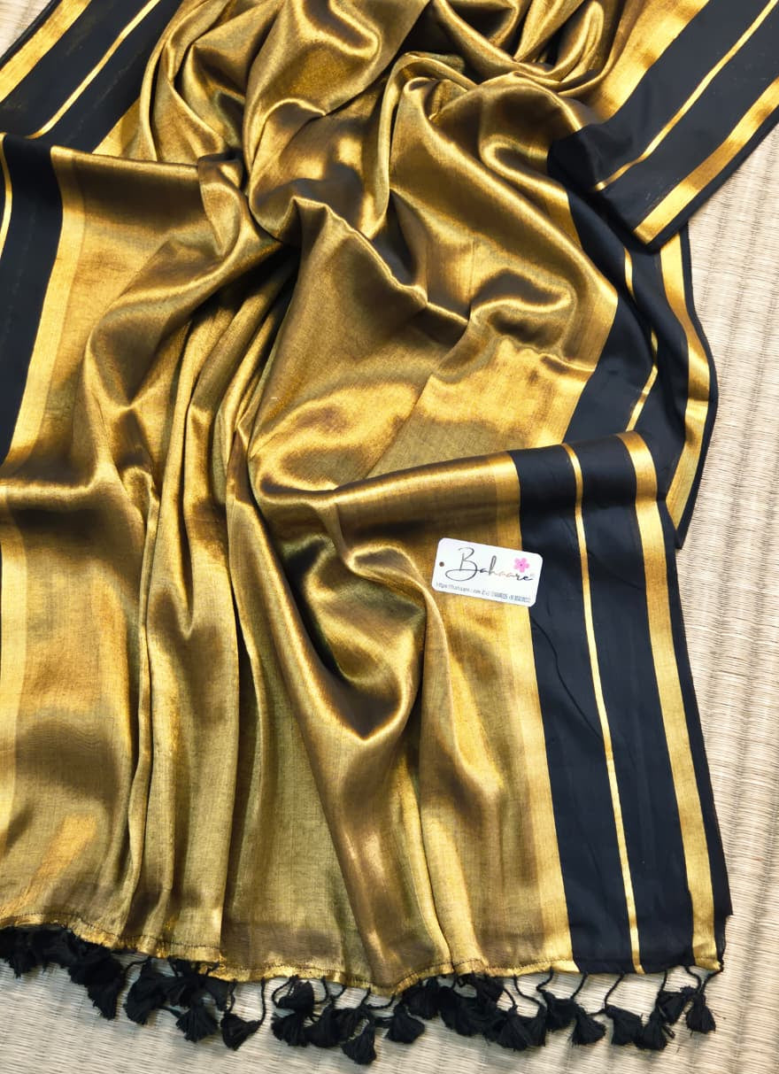 Megha | Golden Black Tissue Saree