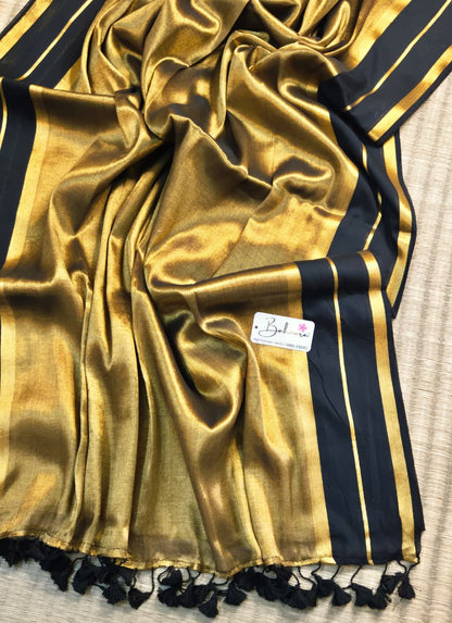 Megha | Golden Black Tissue Saree