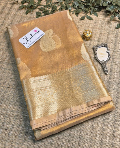 Utsav | Golden Benarasi Tissue Silk Saree with Kalka Motif