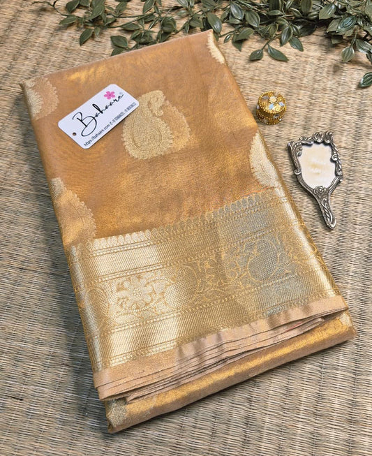 Utsav | Golden Benarasi Tissue Silk Saree with Kalka Motif