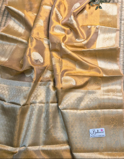 Utsav | Golden Benarasi Tissue Silk Saree with Kalka Motif