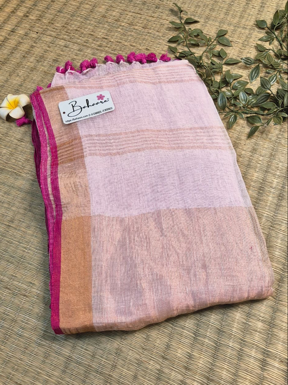 Woodland Whispers | Powder Pink Jayshree Linen Saree