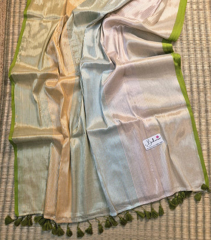 Noor | Luxury Gradient Mul Mul Cotton Saree with Golden Zari Stripe