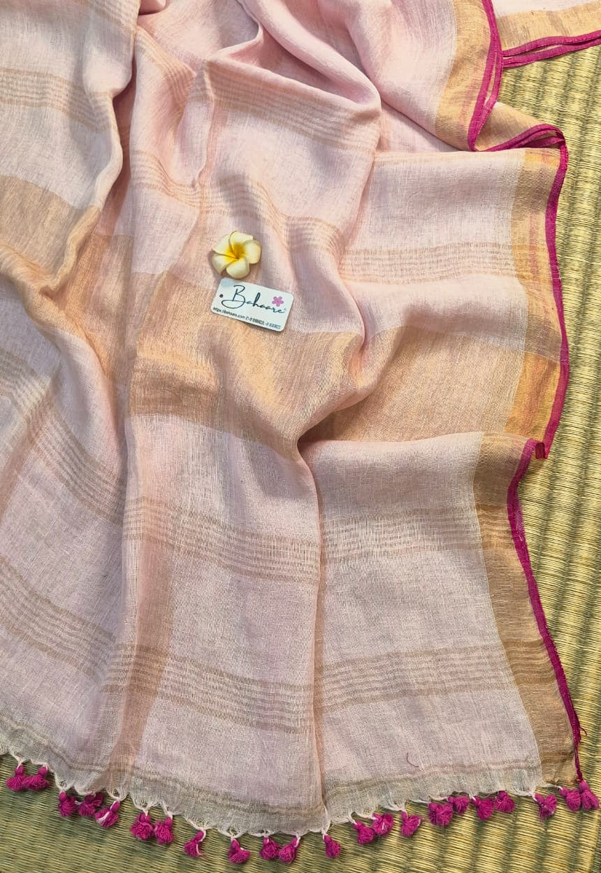 Woodland Whispers | Powder Pink Jayshree Linen Saree
