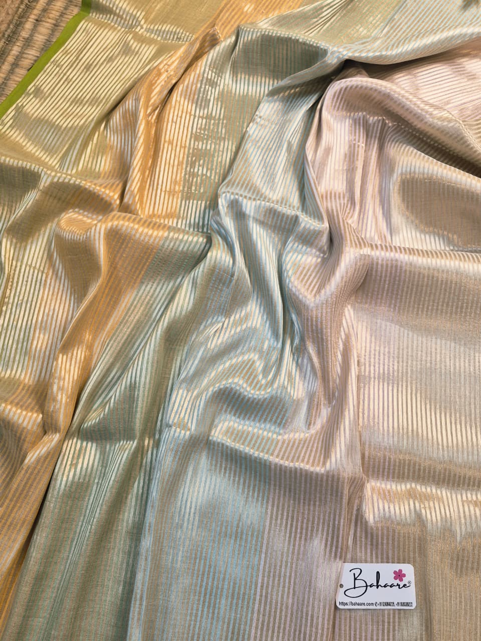 Noor | Luxury Gradient Mul Mul Cotton Saree with Golden Zari Stripe