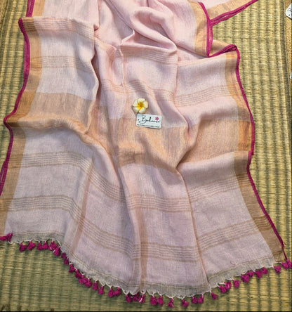 Woodland Whispers | Powder Pink Jayshree Linen Saree