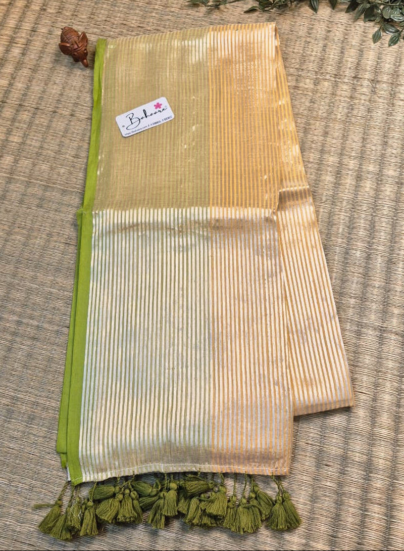Noor | Luxury Gradient Mul Mul Cotton Saree with Golden Zari Stripe