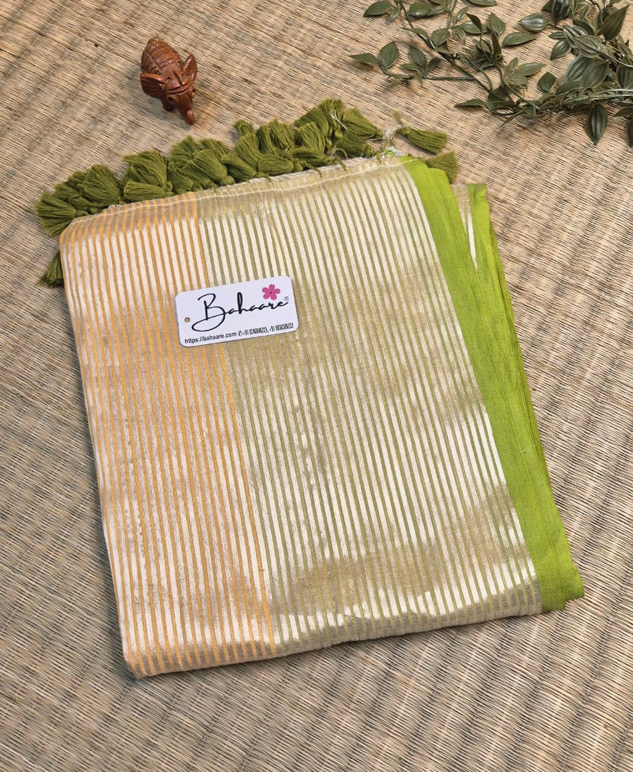 Noor | Luxury Gradient Mul Mul Cotton Saree with Golden Zari Stripe