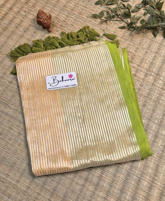 Noor | Luxury Gradient Mul Mul Cotton Saree with Golden Zari Stripe