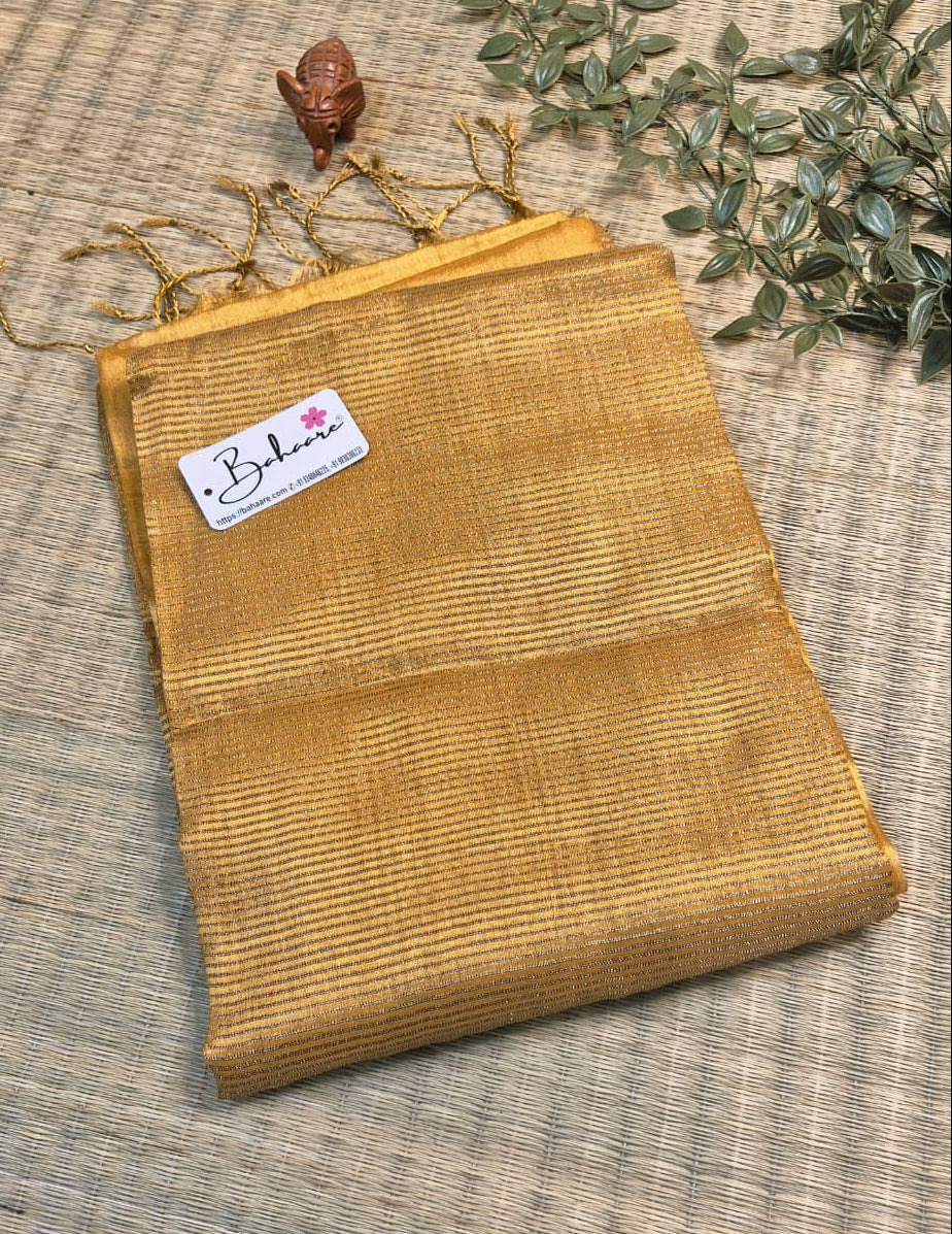 Galaxy | Gold Tissue Saree with Zari Line Pallu