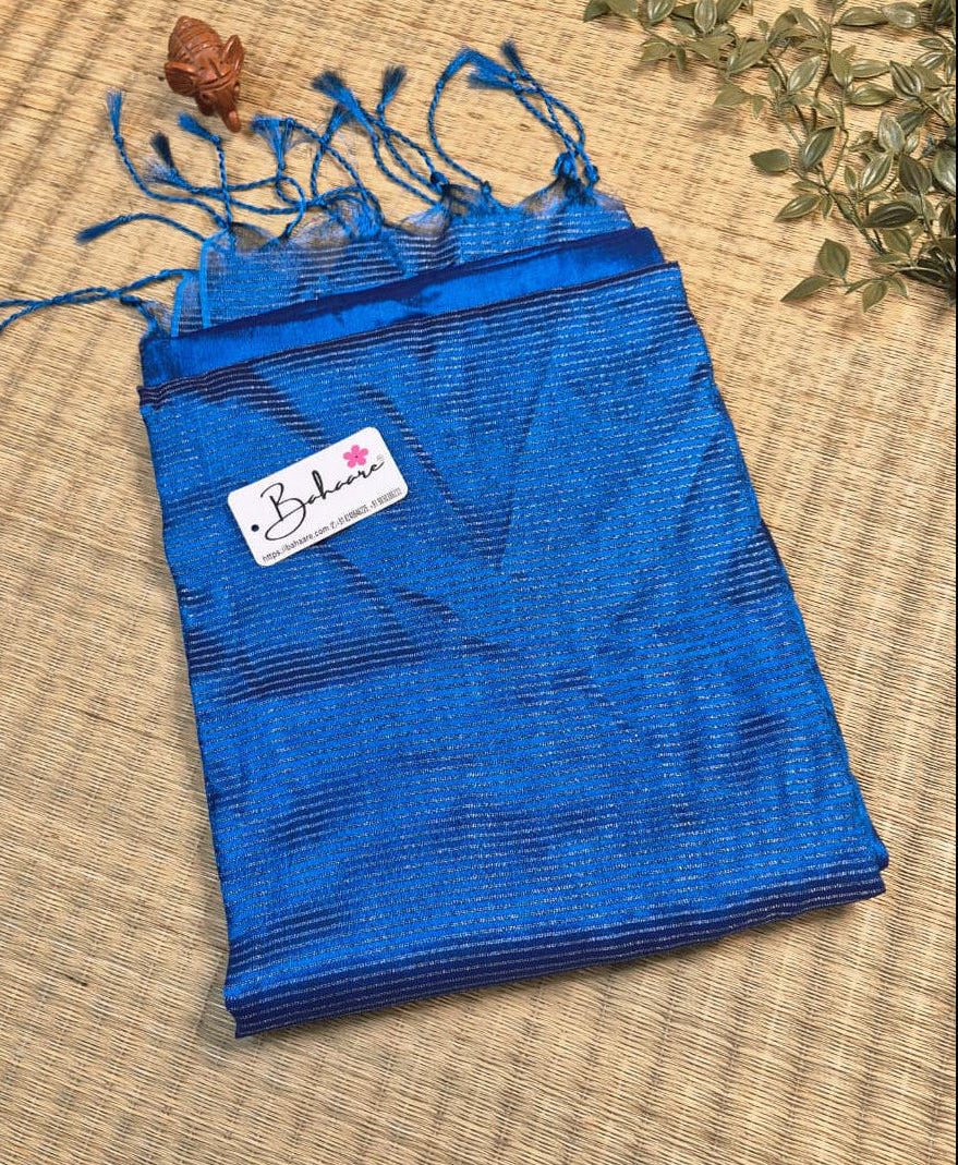 Galaxy | Robin Blue Dual Tone Tissue Saree with Zari Line Pallu