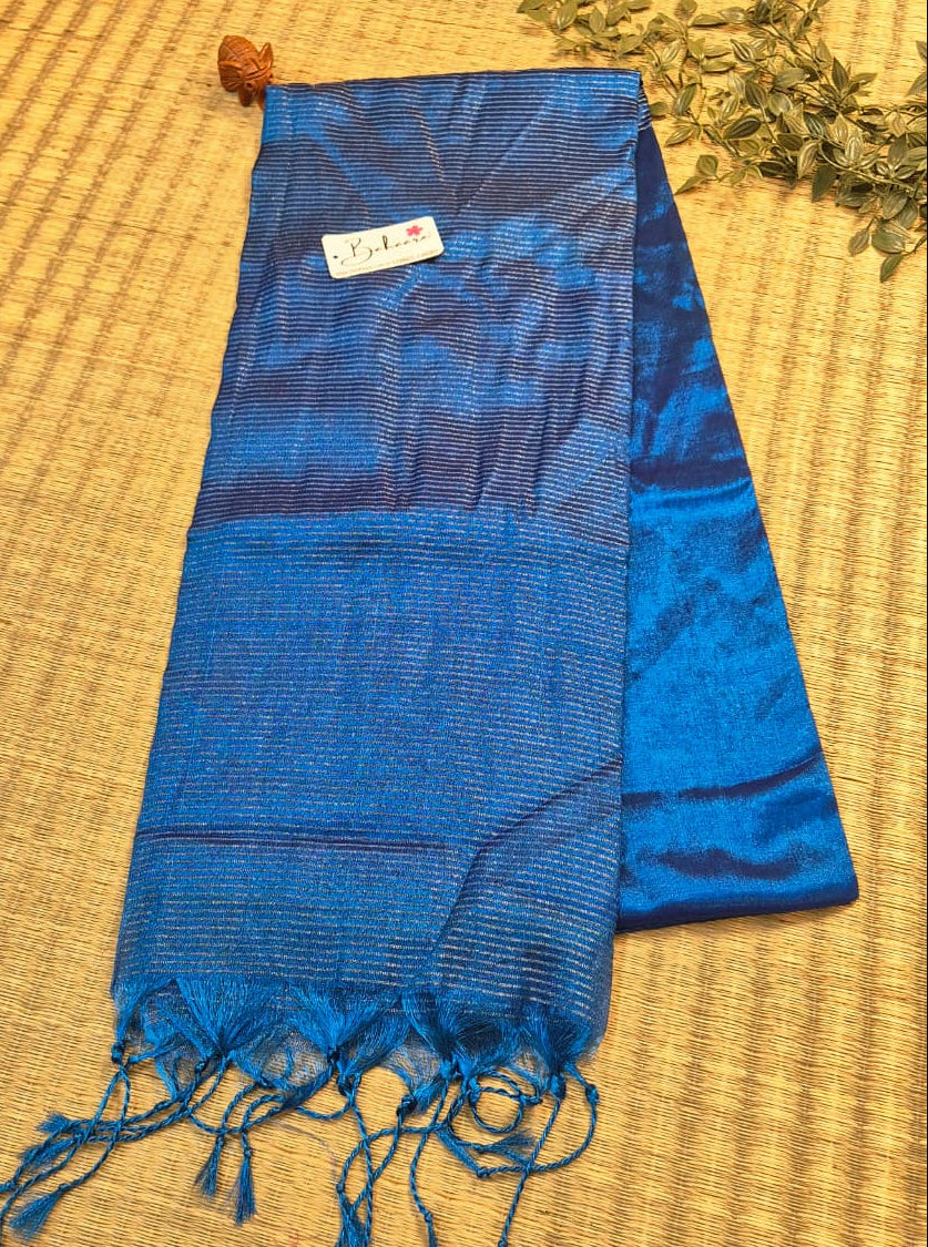 Galaxy | Robin Blue Dual Tone Tissue Saree with Zari Line Pallu