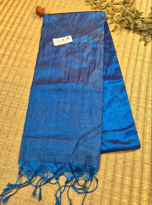 Galaxy | Robin Blue Dual Tone Tissue Saree with Zari Line Pallu