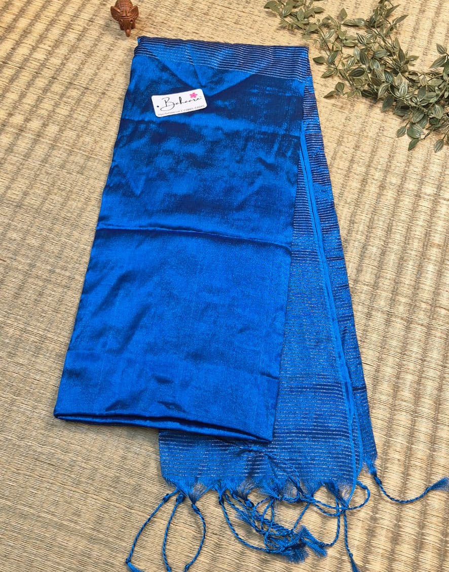 Galaxy | Robin Blue Dual Tone Tissue Saree with Zari Line Pallu