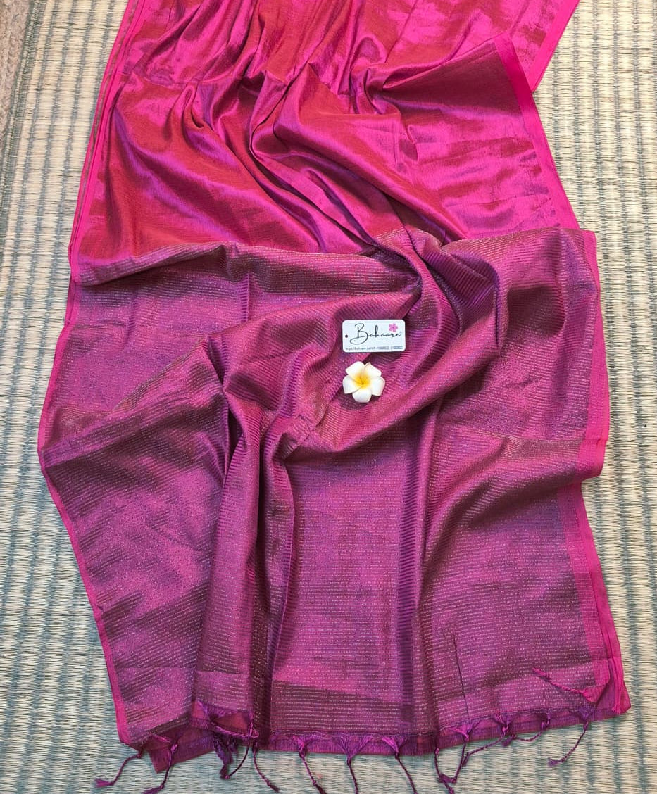 Galaxy | Queen Rose Tissue Saree with Zari Line Pallu