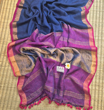 Woodland Whispers | Midnight Indigo Jayshree Linen Saree