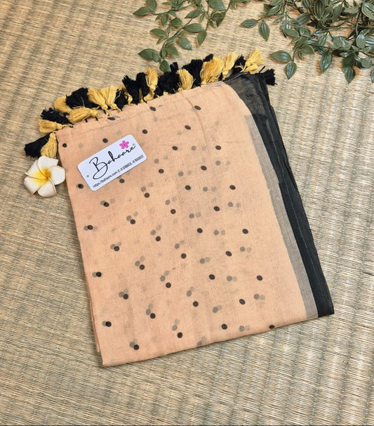 Polka Passion | Sand Beige Mul Mul Cotton Saree