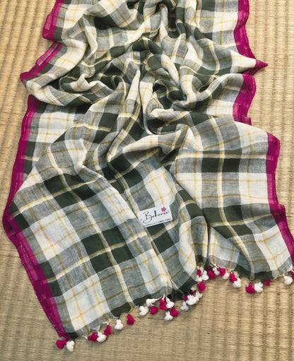 Woodland Whispers | Minimalist Check Jayshree Linen Saree