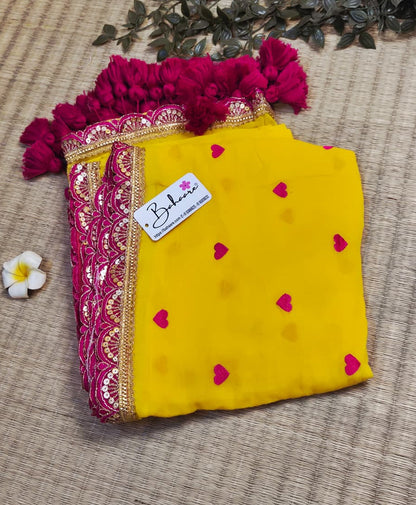Dil | Haldi Yellow Mul Mul Cotton Saree with Golden Zari Lace