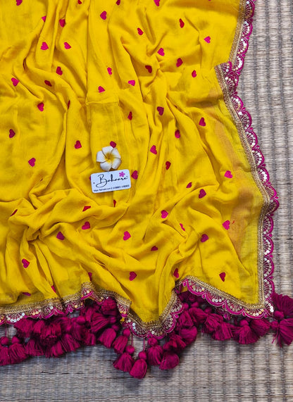 Dil | Haldi Yellow Mul Mul Cotton Saree with Golden Zari Lace