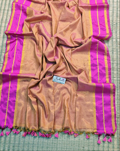 Megha | Dusty Pink Tissue Saree