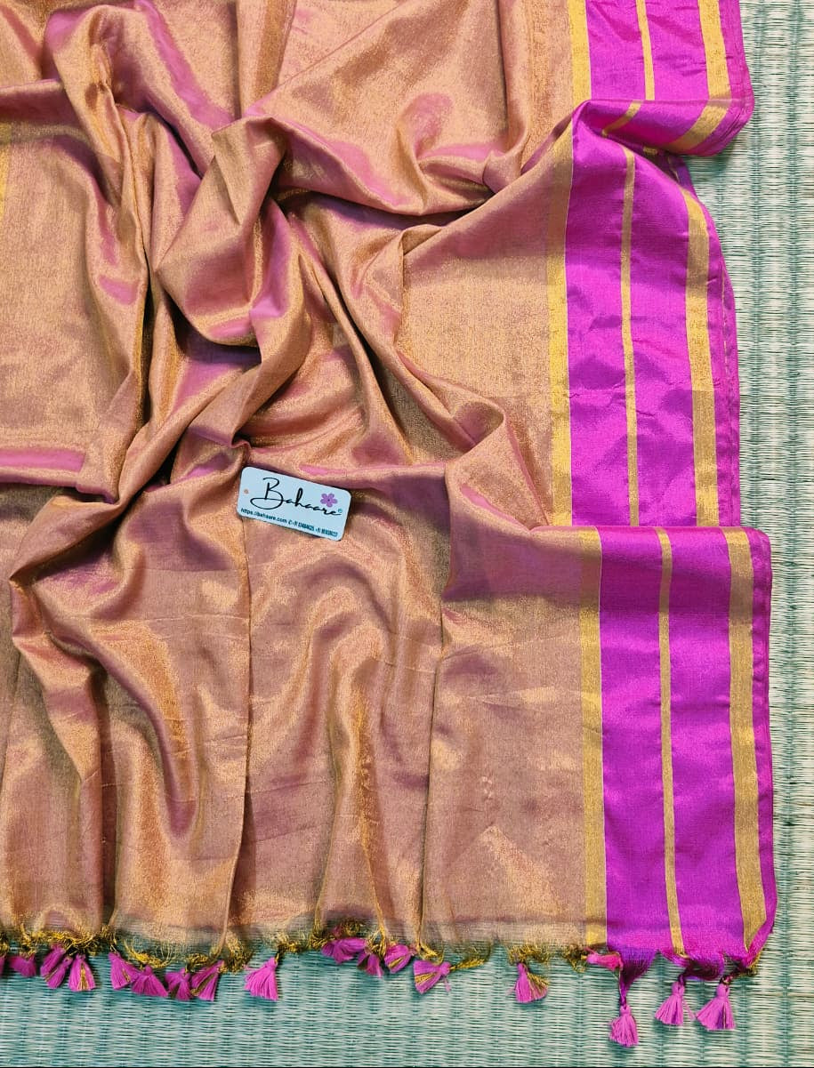 Megha | Dusty Pink Tissue Saree
