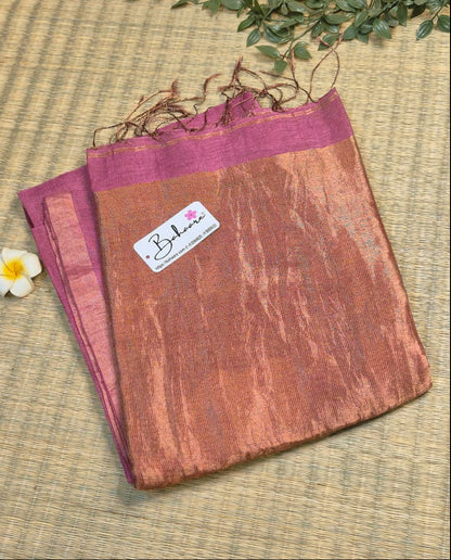 Springtime Serenity | Mauve Pink Pure Silk Linen Saree