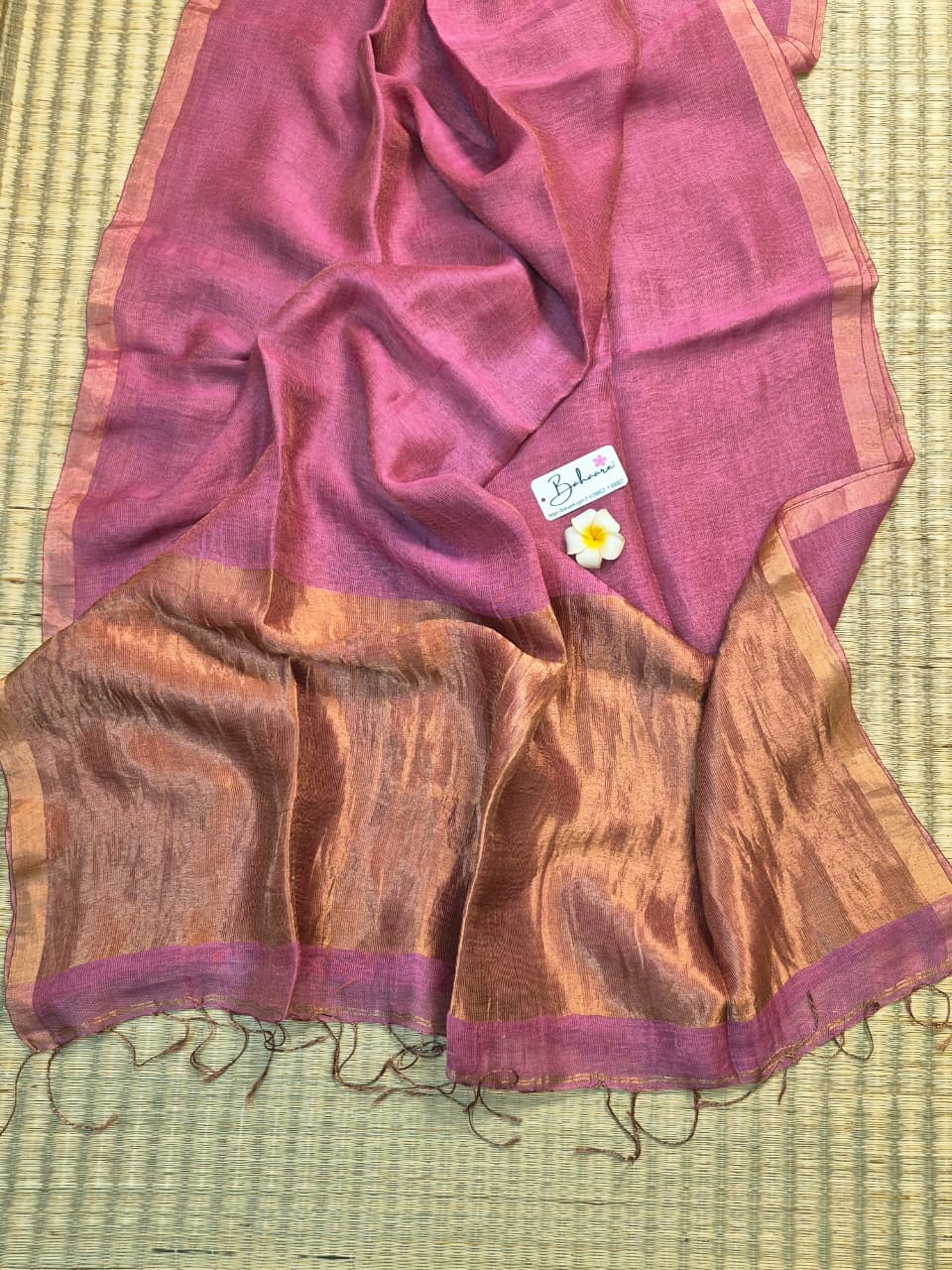 Springtime Serenity | Mauve Pink Pure Silk Linen Saree