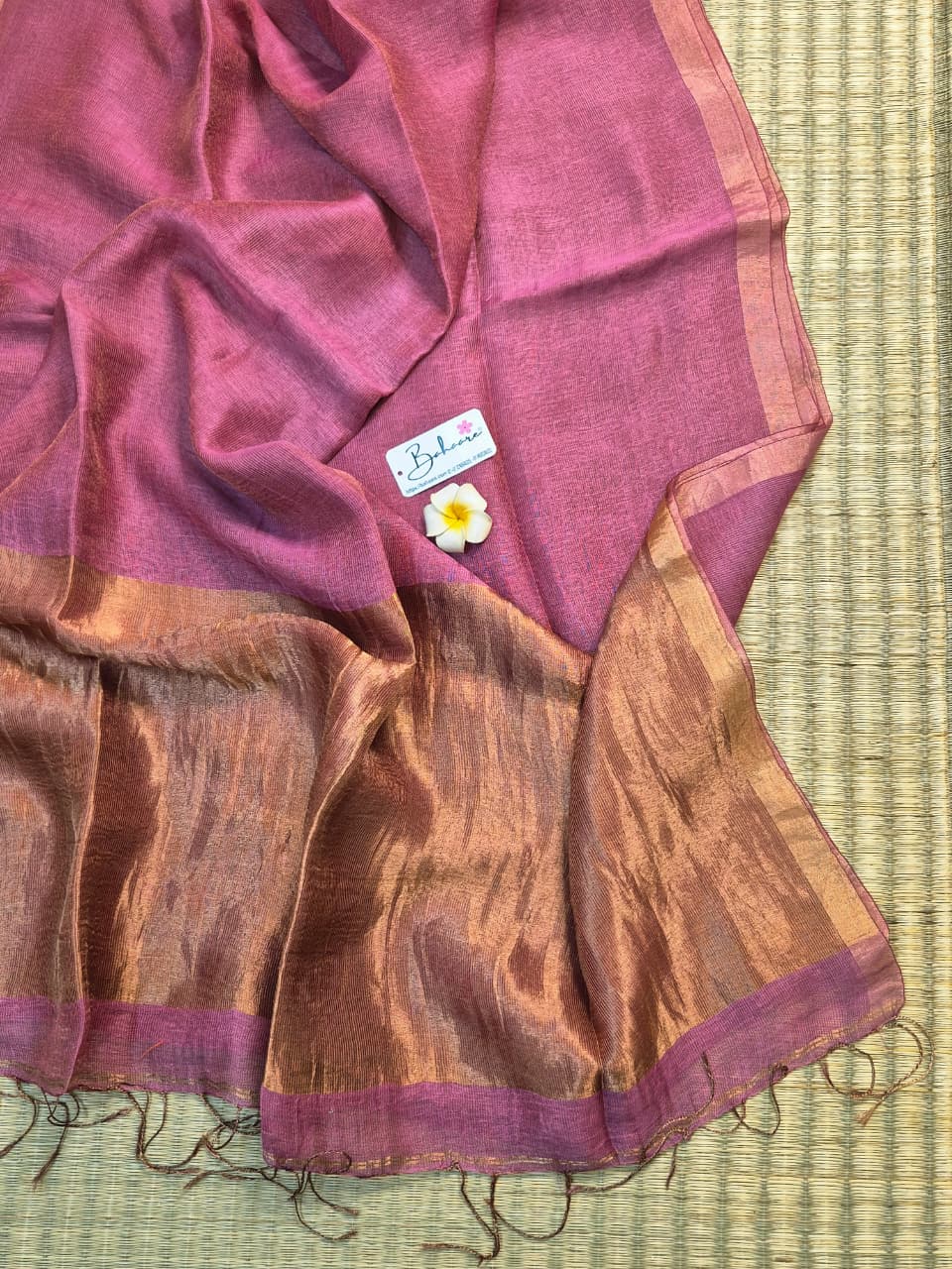 Springtime Serenity | Mauve Pink Pure Silk Linen Saree