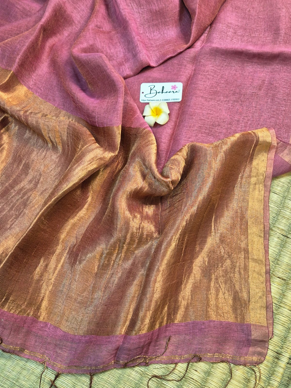 Springtime Serenity | Mauve Pink Pure Silk Linen Saree