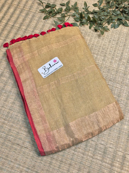 Woodland Whispers | Golden Sand Jayshree Linen Saree