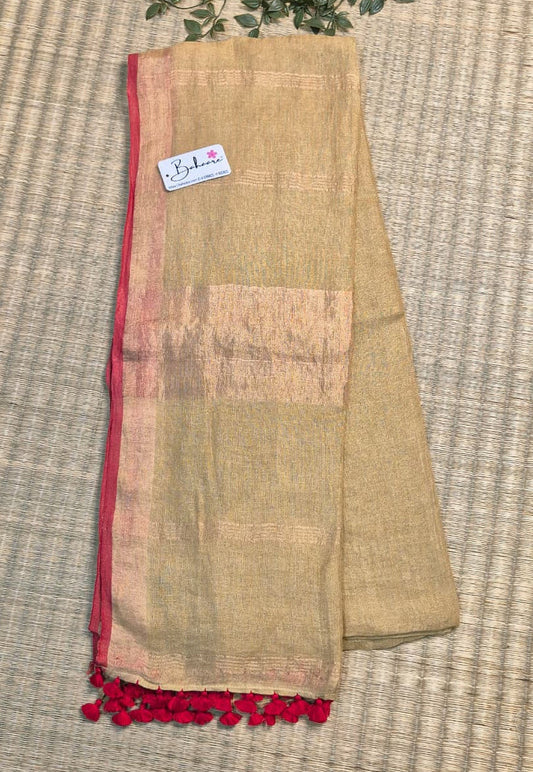 Woodland Whispers | Golden Sand Jayshree Linen Saree
