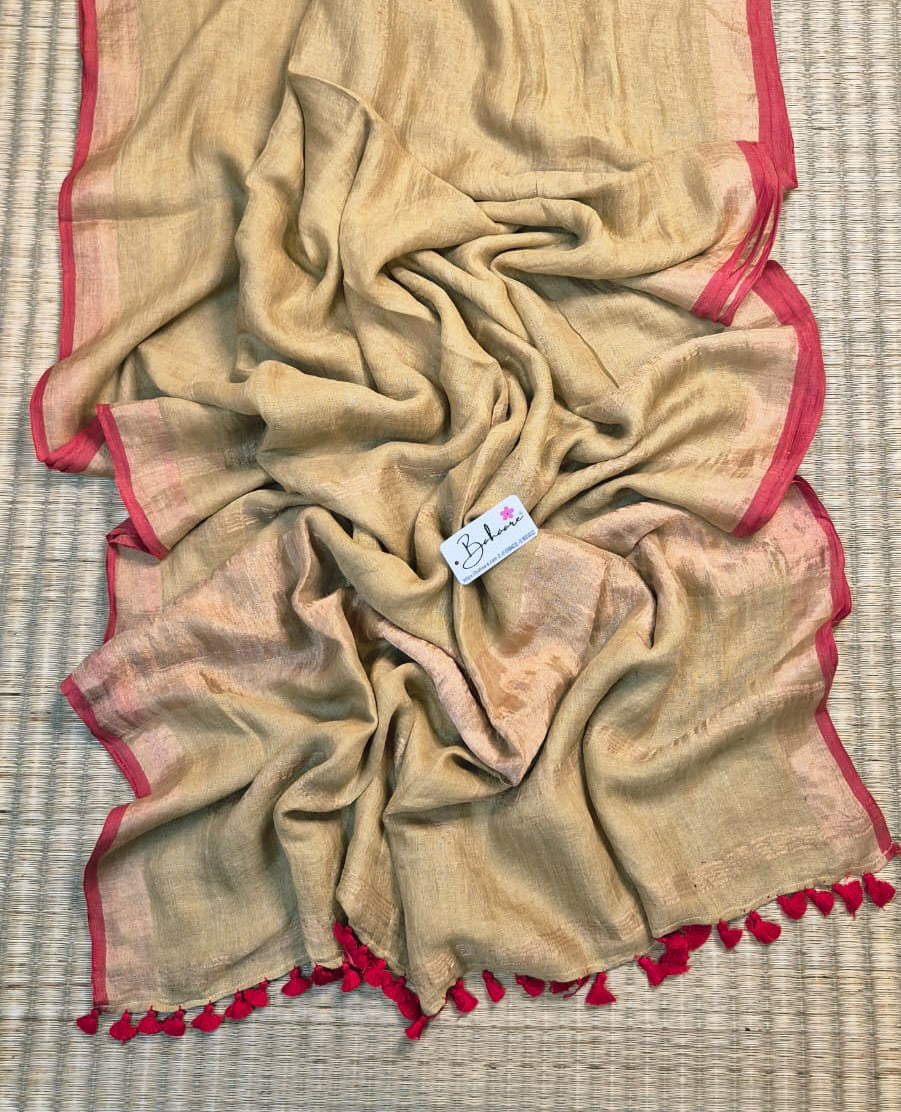 Woodland Whispers | Golden Sand Jayshree Linen Saree