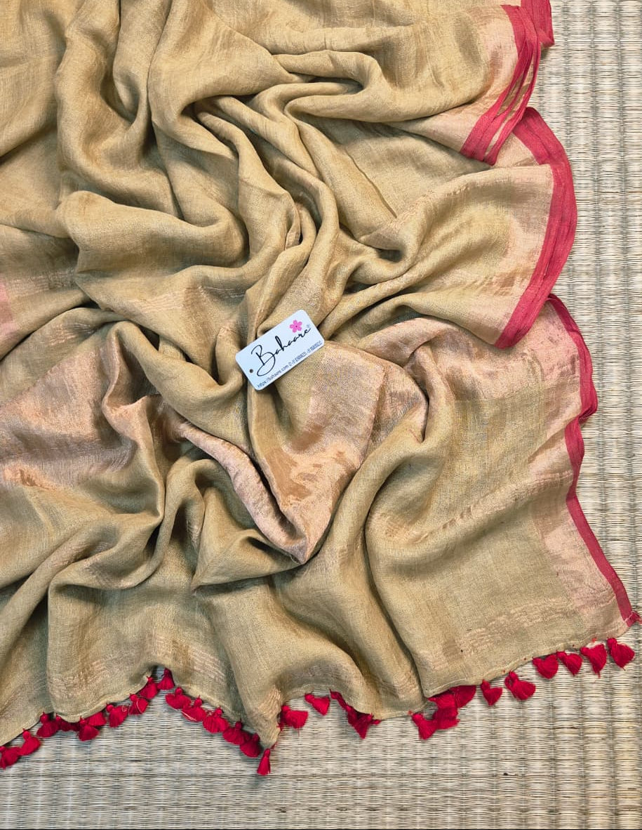 Woodland Whispers | Golden Sand Jayshree Linen Saree