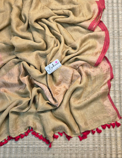 Woodland Whispers | Golden Sand Jayshree Linen Saree