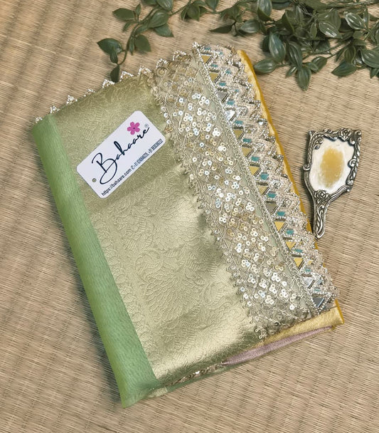 Utsav | Rainbow Ombre Tissue Organza Silk Saree with Zari Lace