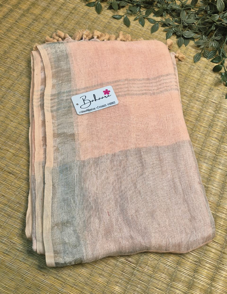 Woodland Whispers | Light Peach Jayshree Linen Saree