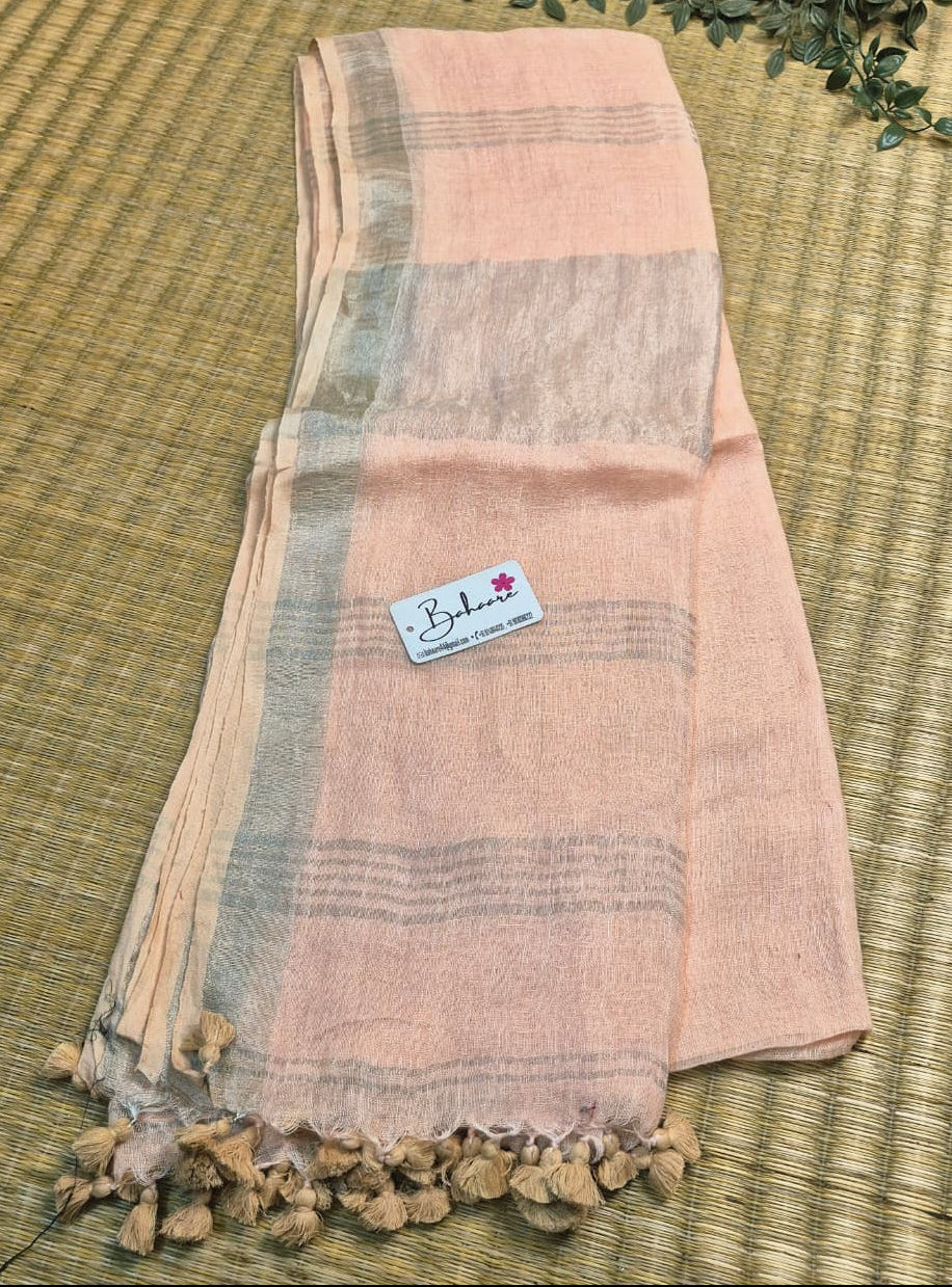 Woodland Whispers | Light Peach Jayshree Linen Saree