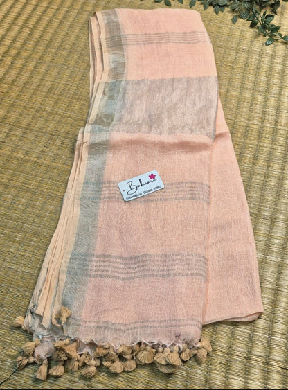 Woodland Whispers | Light Peach Jayshree Linen Saree